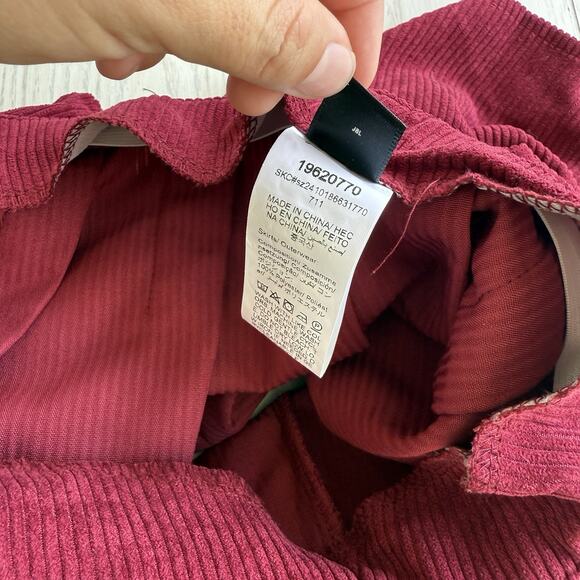 Shein Petite Large Maroon Velvet Ribbed Pull-On Skirt Soft Fit - Picture 7 of 8